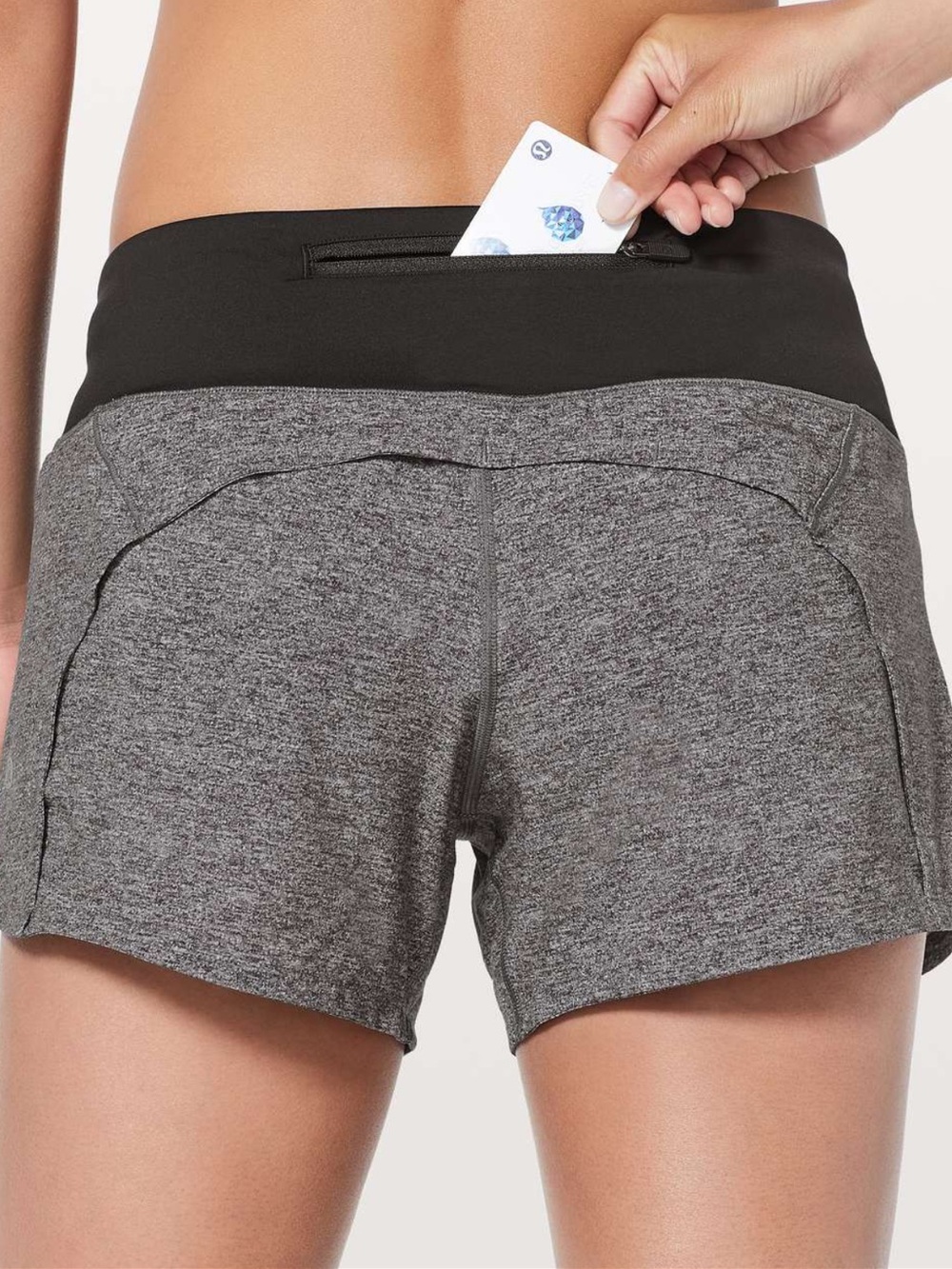 lululemon athletica Heather Gray with Black Waistband Run Shorts
